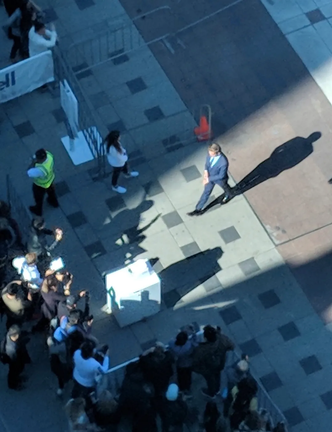 The crowd around the TIFF red carpet, shot from several floors up.